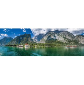 Eibsee bei Garmisch Partenkirchen Panorama Art mit - Leinwand. Wandbild Fine Zugspitze. und Alpen Bayern