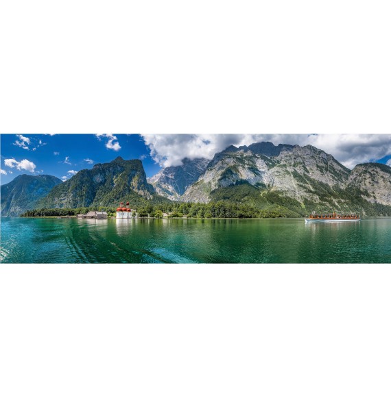 Königssee in Berchtesgaden in den Alpen. Fine Art Panorama Wandbild  Leinwand. - Berglandschaften
