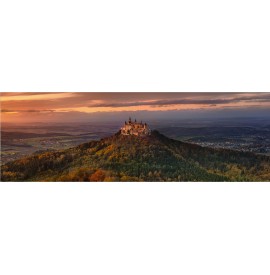 Burg Hohenzollern in Baden Württemberg mit Leinwand. Hohenzollern - Fine Wandbild Burg Mond. Art