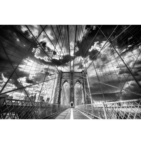 Brooklyn Bridge in Manhatten New York York / Art Fine Wandbild . - New Schwarz-Weiss