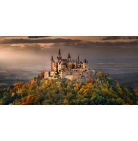 Burg Hohenzollern in Baden Württemberg Wandbild Art Burg mit - Mond. Fine Leinwand. Hohenzollern