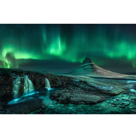 Aurora - . Island Art Fine Leinwand. Nordlich Island Wandbild Borealis Polarlicht auf