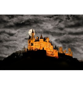 Burg Hohenzollern Leinwand. Wandbild Württemberg in - mit Mond. Art Baden Hohenzollern Fine Burg